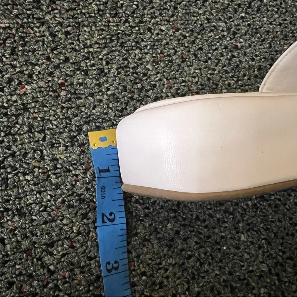 STEVE MADDEN White Platform Square Toe Flat Wedge Beach Slides Sandals Leather - Picture 14 of 16